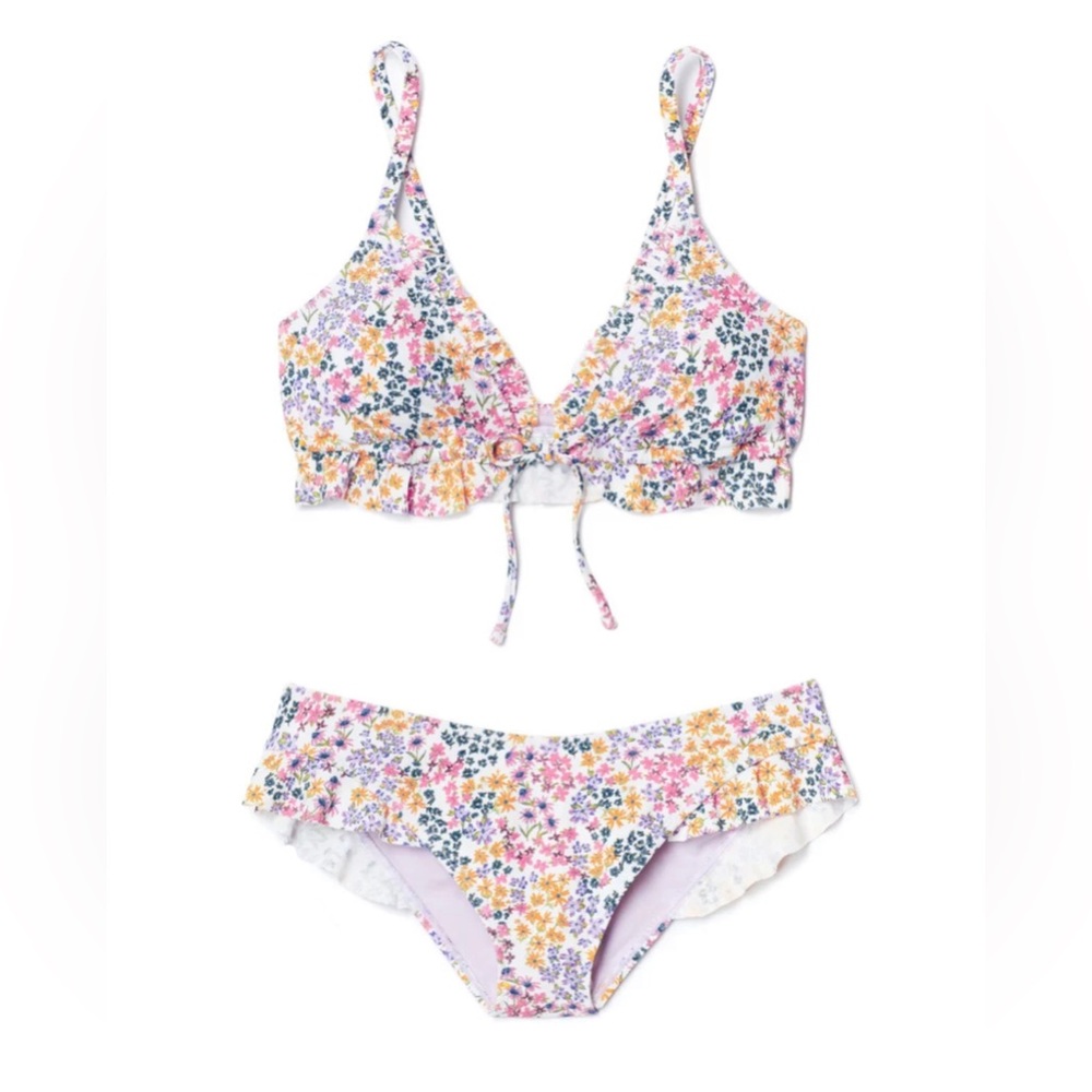 Floral Ruffle Two Piece Bikini | Adore Me | Tiffany Contour